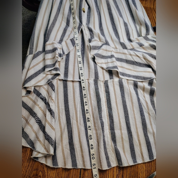 off-shoulder midi dress asymmetrical ruffle vertical lines, large, cotton blend. - Picture 10 of 16